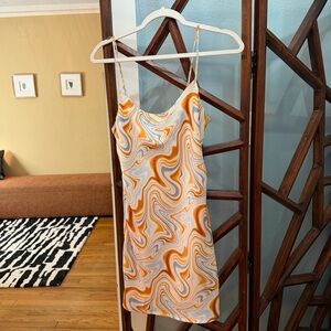 LUSH white satin print dress